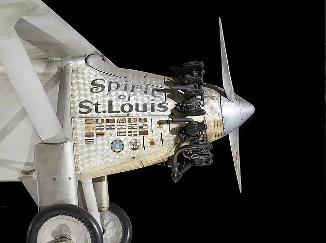 Nose and propeller of the Spirit of St. Louis, the Ryan NYP Charles Lindbergh flew solo across the Atlantic in 1927